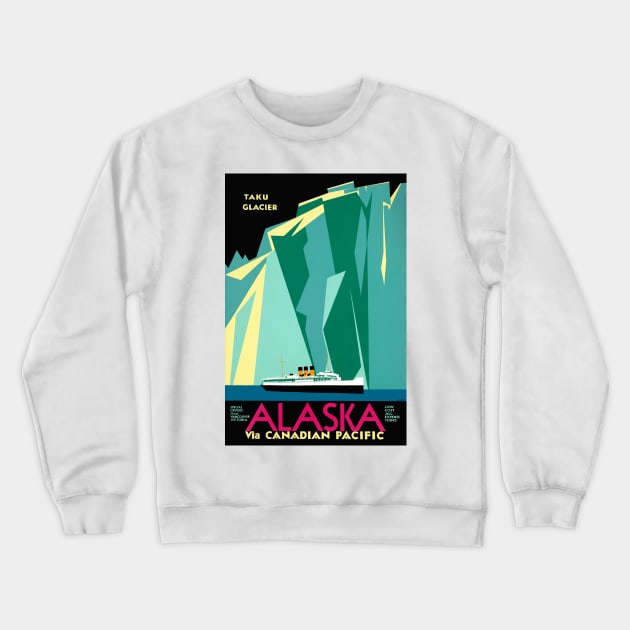 Vintage Travel Poster Alaska Taku Glacier Crewneck Sweatshirt by vintagetreasure